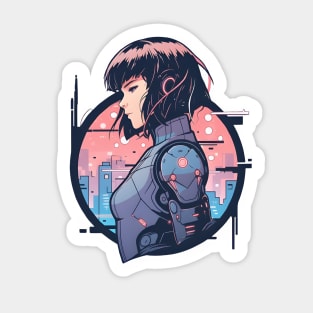 Cybernetic Journeys: Ghost in the Shell Aesthetics, Techno-Thriller Manga, and Mind-Bending Cyber Warfare Art Sticker